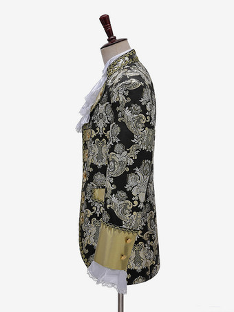 黒 ヴィンテージ セット 中世 ボタン ジャカード 長袖 レトロ コスチューム セット 男性用