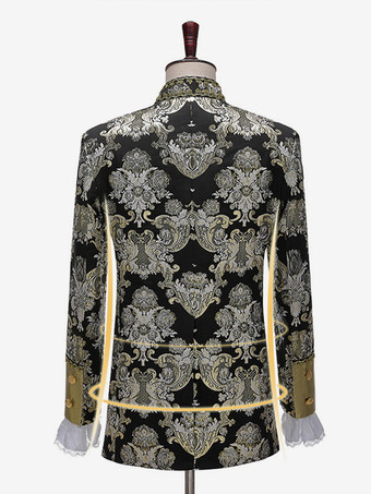 黒 ヴィンテージ セット 中世 ボタン ジャカード 長袖 レトロ コスチューム セット 男性用