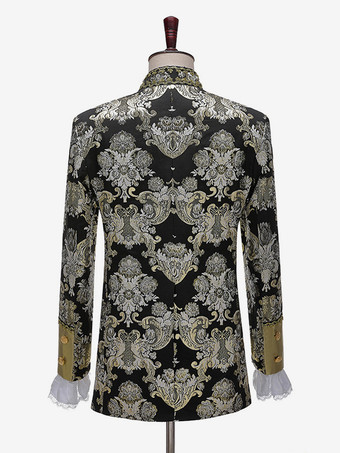 黒 ヴィンテージ セット 中世 ボタン ジャカード 長袖 レトロ コスチューム セット 男性用