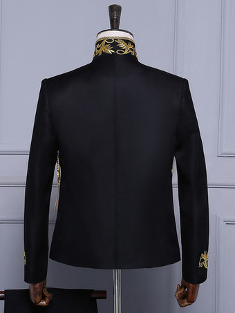 黒 ヴィンテージ セット 中世 ボタン フリンジ 長袖 レトロ コスチューム セット 男性用