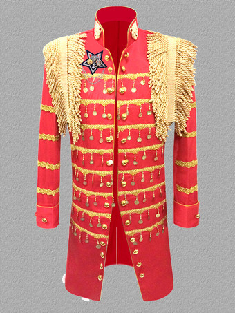 レッド ブラック ヴィンテージ トップ ユーロスタイル フリンジ スリムフィット 長袖 レトロ コスチューム