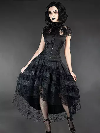 Black Retro Costumes Ruffles Polyester Lace Medieval Renaissance Costume Skirt - Milanoo.com Black Retro Costumes Ruffles Polyester Lace Medieval Renaissance Costume Skirt - Milanoo.com