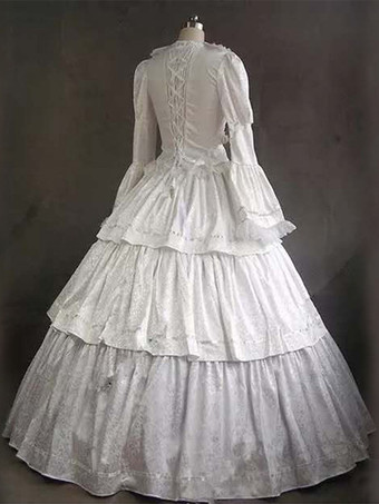 フリル袖のエレガントなビクトリア朝のボールガウンヴィンテージドレス