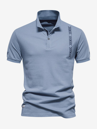 スレートグレー メンズ ポロシャツ ターンダウンカラー 半袖 ボタン レギュラーフィット ホワイト ポロシャツ