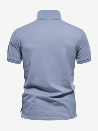 スレートグレー メンズ ポロシャツ ターンダウンカラー 半袖 ボタン レギュラーフィット ポロシャツ