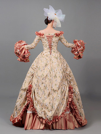 ヴィクトリアンドレス プリーツ マリーアントワネット 花柄 ドレス レディース アート ヴィンテージ コスチューム
