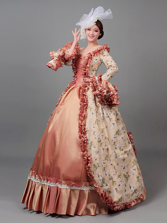 ヴィクトリアンドレス プリーツ マリーアントワネット 花柄 ドレス レディース アート ヴィンテージ コスチューム