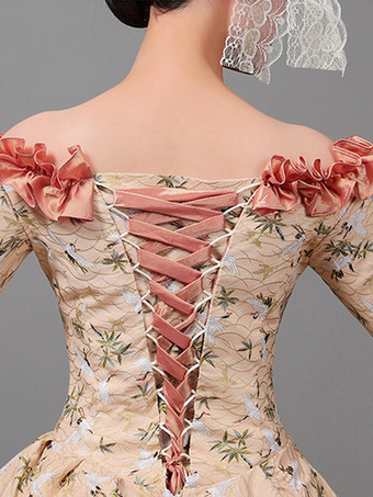 ヴィクトリアンドレス プリーツ マリーアントワネット 花柄 ドレス レディース アート ヴィンテージ コスチューム