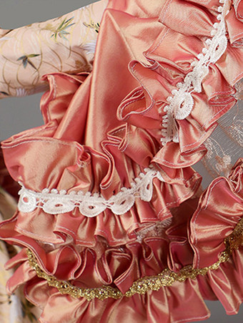 ヴィクトリアンドレス プリーツ マリーアントワネット 花柄 ドレス レディース アート ヴィンテージ コスチューム