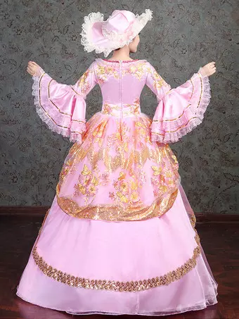 Pink Victorian Elegant Evening Gown With Lace Details Vintage Dress -  Milanoo.com