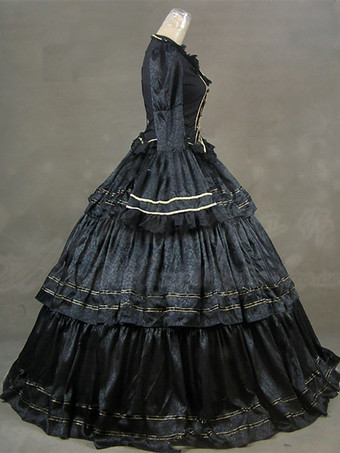 フリル袖のエレガントなビクトリア朝のボールガウンヴィンテージドレス