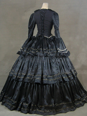 フリル袖のエレガントなビクトリア朝のボールガウンヴィンテージドレス