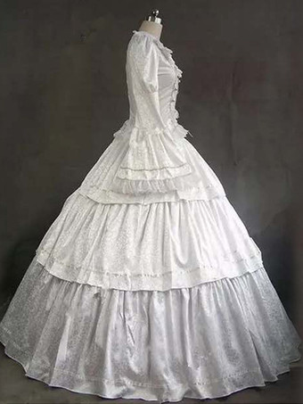 フリル袖のエレガントなビクトリア朝のボールガウンヴィンテージドレス