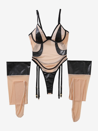ブラック レディース テディセット ランジェリー バックレス ブラック 3ピース セクシー ランジェリー セット