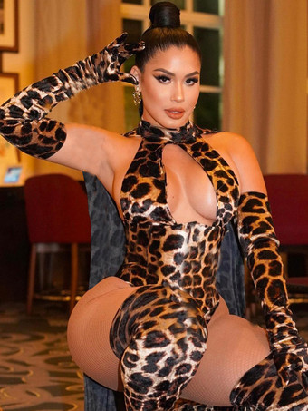 テディ レディース セクシー ヒョウ柄 カットアウト コーヒーブラウン 3ピース レディース ランジェリー