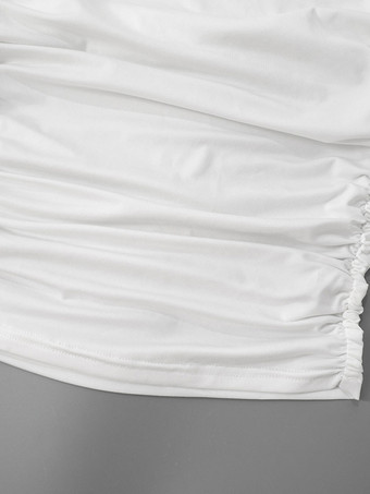 ルーシュロングスリーブトップスアシンメトリーワンショルダースプリングTシャツレディース2025