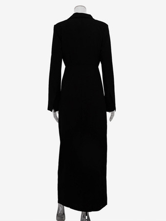 Robe blazer fendue à col à revers et manches longues pour femme élégante longue de soirée 2025