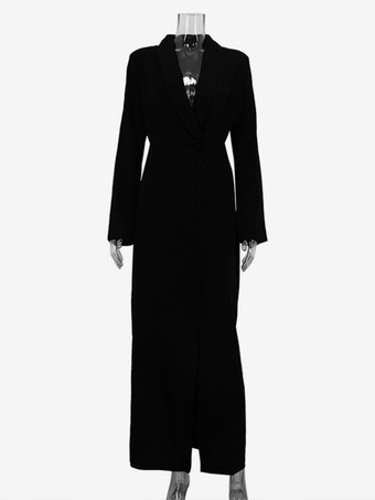 Robe blazer fendue à col à revers et manches longues pour femme élégante longue de soirée 2025