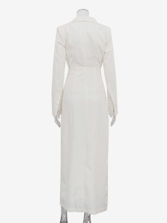 Robe blazer fendue à col à revers et manches longues pour femme élégante longue de soirée 2025