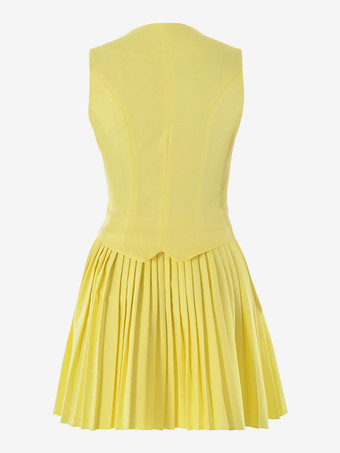 スリムフィットベストとプリーツスカートのツーピースコーデセット（レディース）夏コーデ 2025