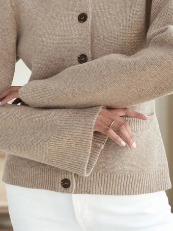 クルーネック ニットカーディガン 春 カジュアル トップス レディース 2025