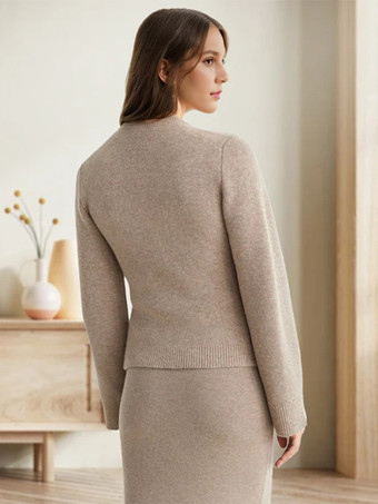 クルーネック ニットカーディガン 春 カジュアル トップス レディース 2025