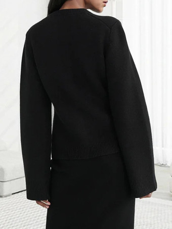 クルーネック ニットカーディガン 春 カジュアル トップス レディース 2025