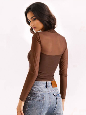 メッシュ タートルネック Tシャツ 長袖 春 トップス レディース 2025