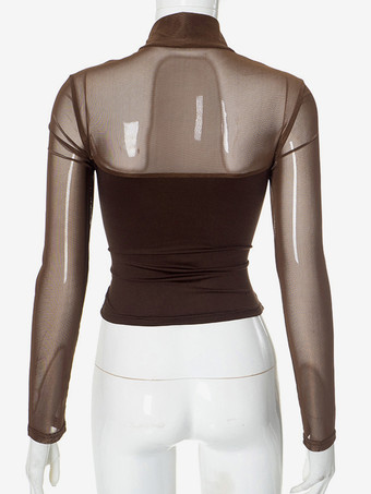 メッシュ タートルネック Tシャツ 長袖 春 トップス レディース 2025