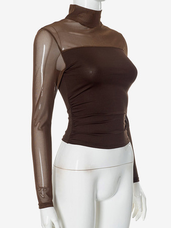 メッシュ タートルネック Tシャツ 長袖 春 トップス レディース 2025