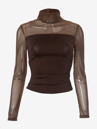 メッシュ タートルネック Tシャツ 長袖 春 トップス レディース 2025