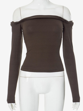 ロングスリーブトップ オフショルダー 春 ベーシック Tシャツ レディース 2025