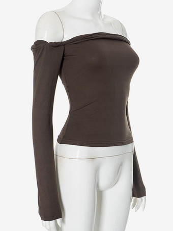 ロングスリーブトップ オフショルダー 春 ベーシック Tシャツ レディース 2025