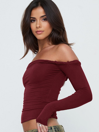 ロングスリーブトップ オフショルダー 春 ベーシック Tシャツ レディース 2025