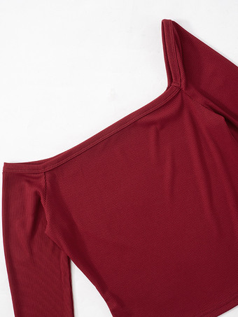 非対称長袖トップスワンショルダー春ベーシックTシャツレディース2025