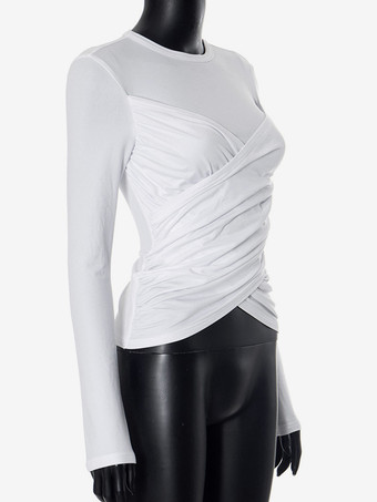 クリスクロス クロップトップ ロングスリーブ 春 ベーシック T シャツ レディース 2025