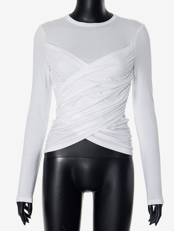 クリスクロス クロップトップ ロングスリーブ 春 ベーシック T シャツ レディース 2025