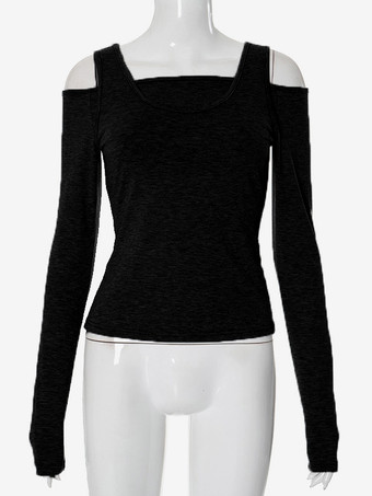 長袖クロップトップ 春カジュアルTシャツ レディース 2025