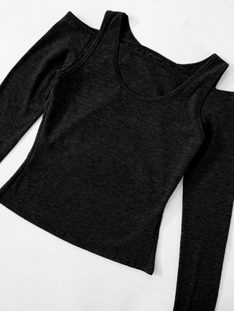 長袖クロップトップ 春カジュアルTシャツ レディース 2025