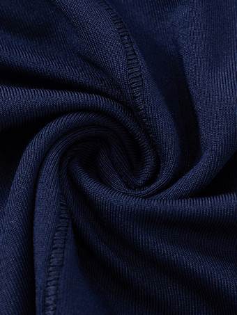 ネイビーブルーの長袖クロップトップ、深いVネック、春のセクシーなTシャツ、女性用2025