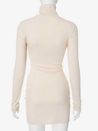 セクシーなカットアウトボディコンドレス ハイネック 長袖 ミニドレス レディース 2026