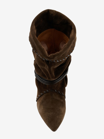 レディース アンクルブーツ ポインテッドトゥ メタルディテール レースアップ スラウチブーティ