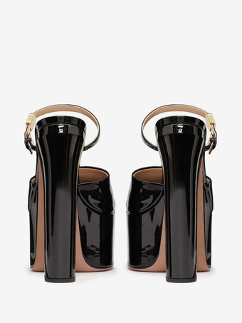 ハイヒールミュール プラットフォーム オープントゥ チャンキーヒール サンダルシューズ