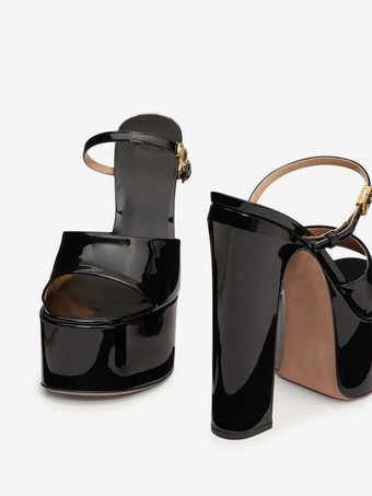 ハイヒールミュール プラットフォーム オープントゥ チャンキーヒール サンダルシューズ