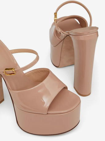 ハイヒールミュール プラットフォーム オープントゥ チャンキーヒール サンダルシューズ