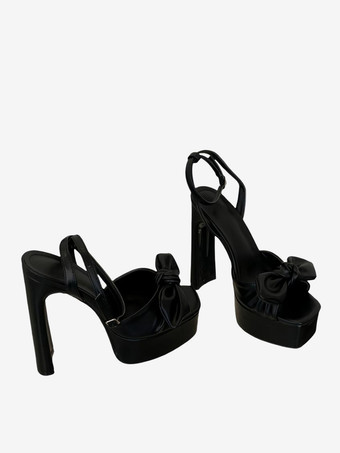 High Heel Sandals Platform Open Toe Bows Chunky Heel Sandal Shoes