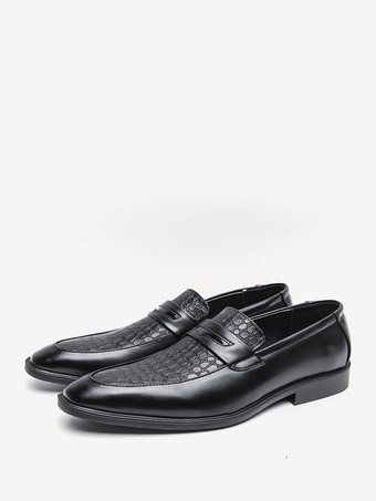 メンズ ペニーローファー スリッポン ラウンドトゥ チャンキーヒール スリッポン PUローファーシューズ 結婚式 プロム用