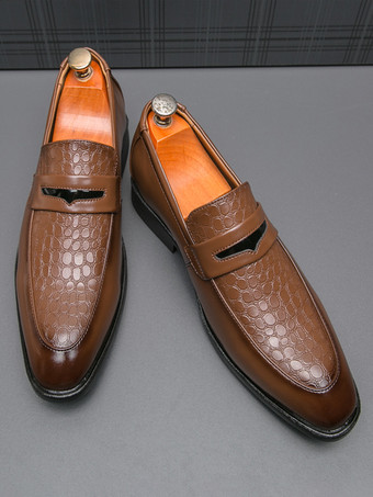 メンズ ペニーローファー スリッポン ラウンドトゥ チャンキーヒール スリッポン PUローファーシューズ 結婚式 プロム用