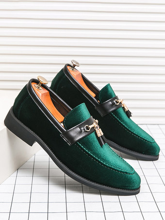 メンズ タッセルローファー ベルベット メタルバックル ロープシューズ 結婚式 プロム用