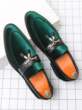 メンズ タッセルローファー ベルベット メタルバックル ロープシューズ 結婚式 プロム用